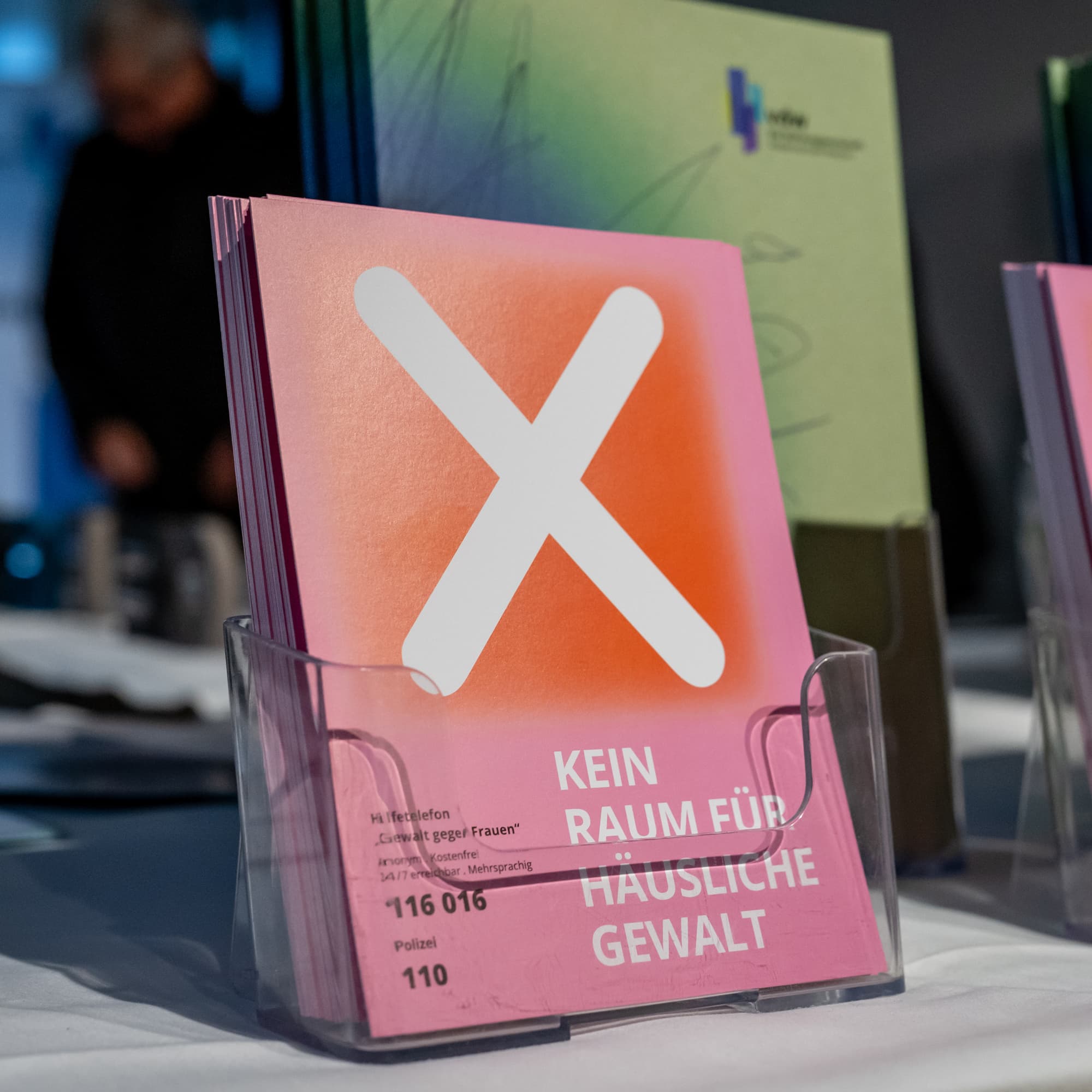 Kampagnenplakat „Kein Raum für häusliche Gewalt“ im öffentlichen Raum mit dem Zitat „Nicht mein Problem … oder doch?“, das zur Aufmerksamkeit und zum Hinsehen aufruft.